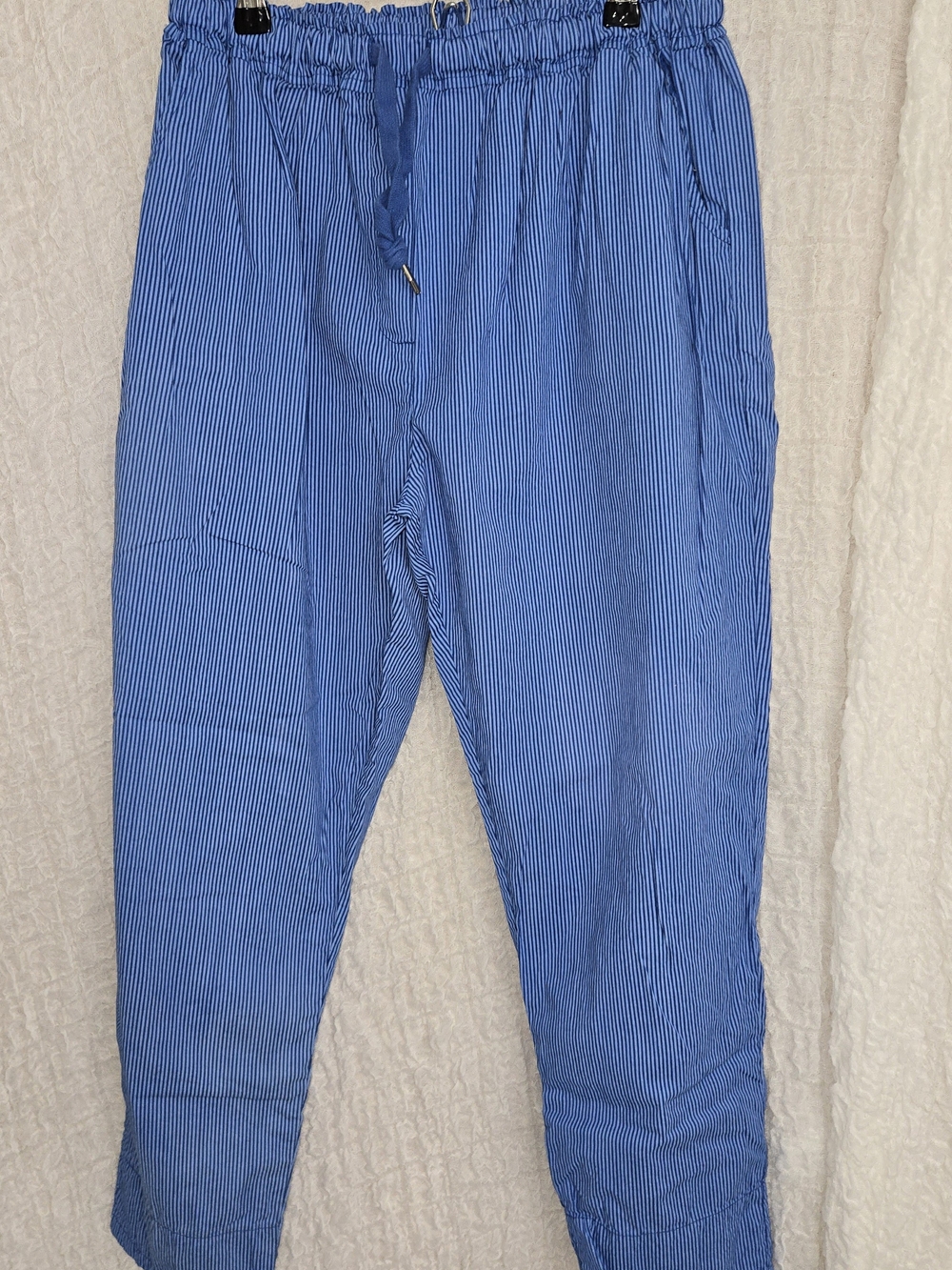 No Brand Name Blue Striped Drawstring Pants‎ Made In Italy-medium
